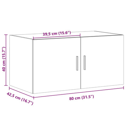 Wandkast 80X42,5X40 Cm Bewerkt Hout Kleurig Gerookt eiken