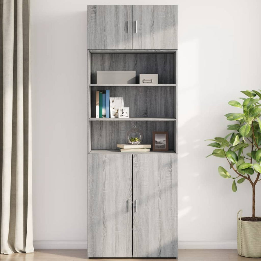 Wandkast 80X42,5X40 Cm Bewerkt Hout Eikenkleurig Grijs sonoma