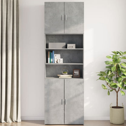 Wandkast 80X42,5X64 Cm Bewerkt Hout Betongrijs
