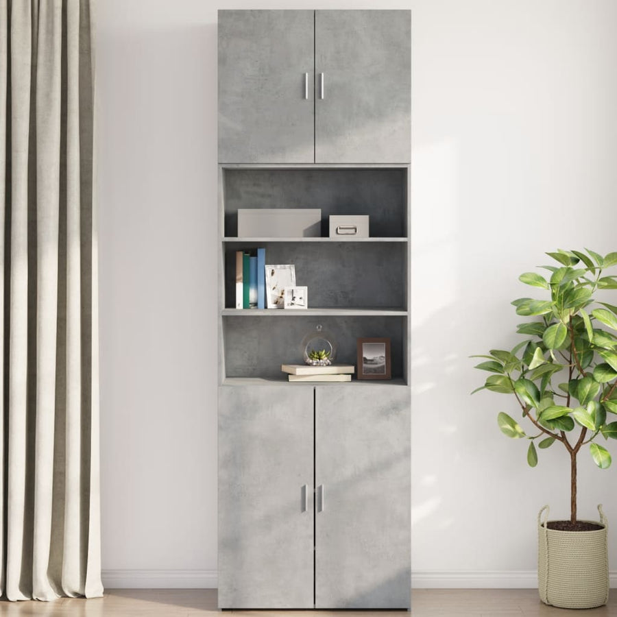 Wandkast 80X42,5X64 Cm Bewerkt Hout Betongrijs