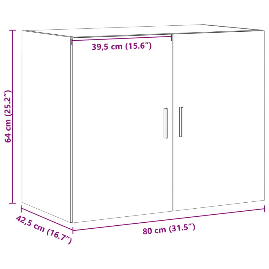 Wandkast 80X42,5X64 Cm Bewerkt Hout Betongrijs