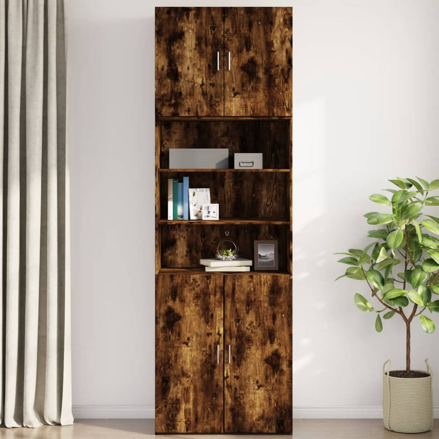 Wandkast 80x42,5x64 cm bewerkt hout gerookt eikenkleurig
