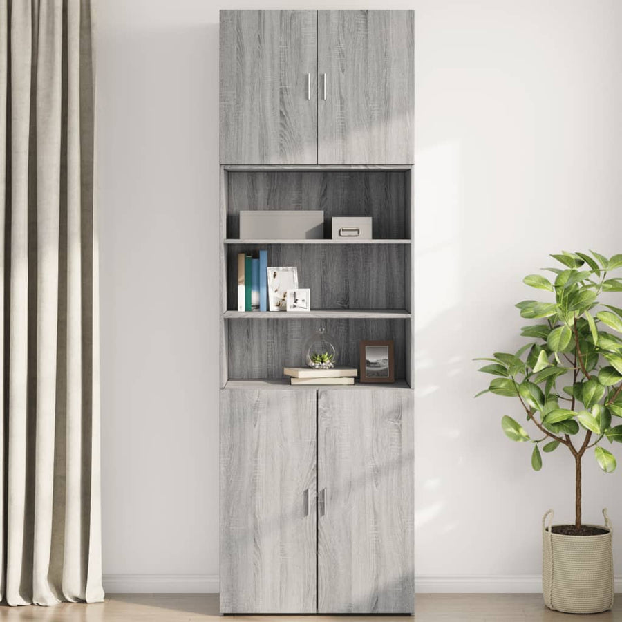 Wandkast 80X42,5X64 Cm Bewerkt Hout Eikenkleurig Grijs sonoma