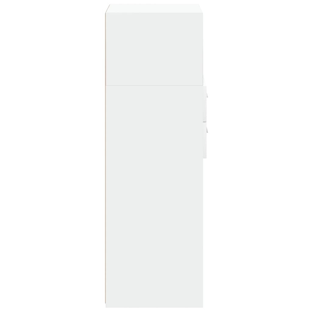 Hoge kast 30x42,5x124 cm bewerkt hout wit