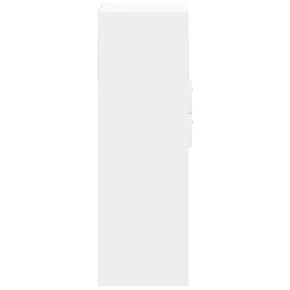 Hoge kast 30x42,5x124 cm bewerkt hout wit