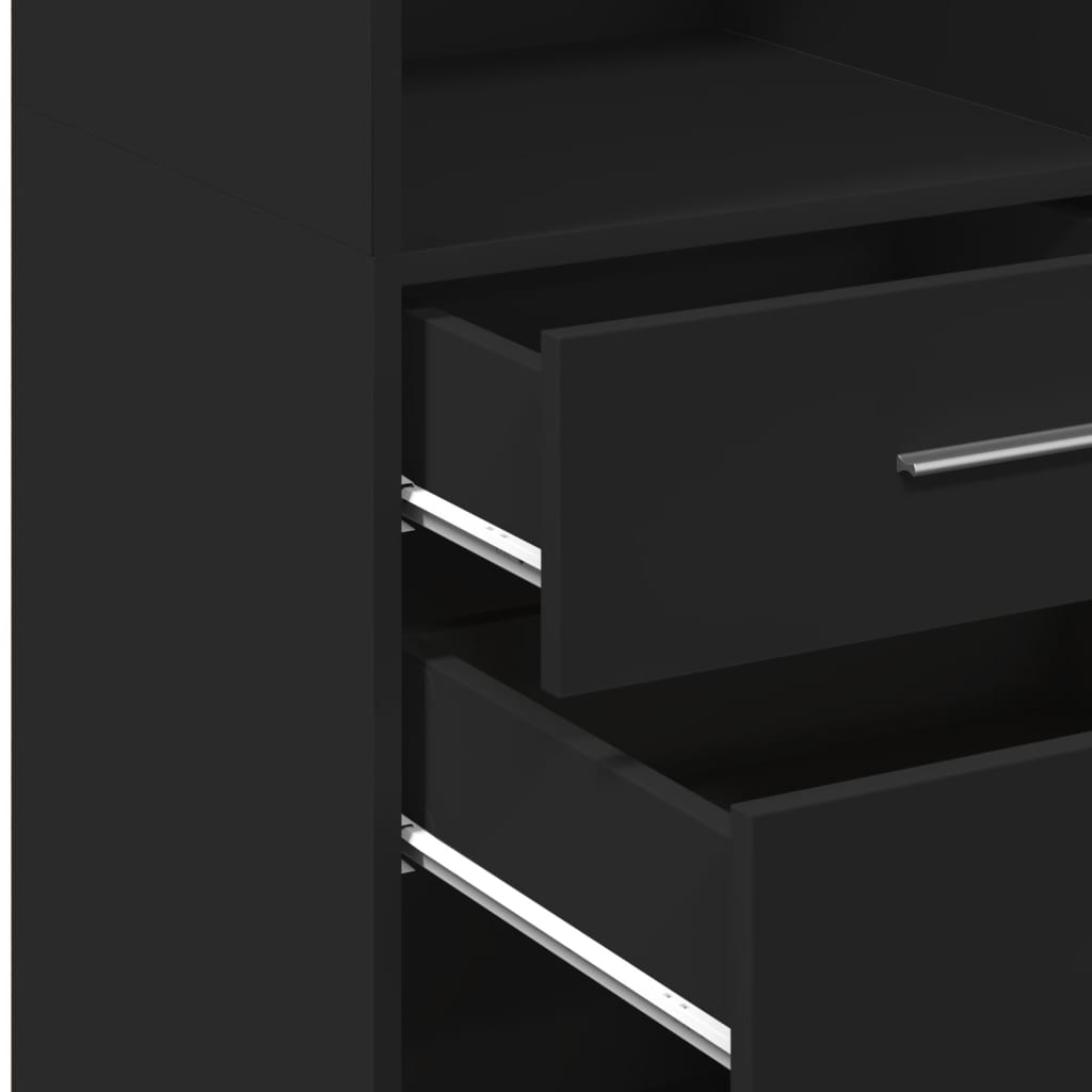 Hoge kast 30x42,5x124 cm bewerkt hout zwart