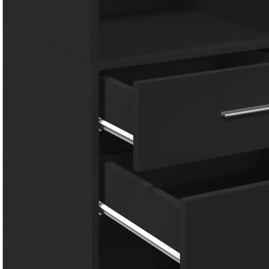 Hoge kast 30x42,5x124 cm bewerkt hout zwart