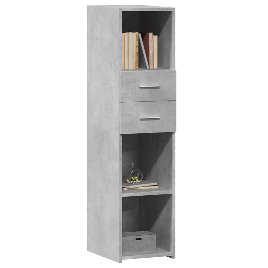 Hoge kast 30x42,5x124 cm bewerkt hout betongrijs