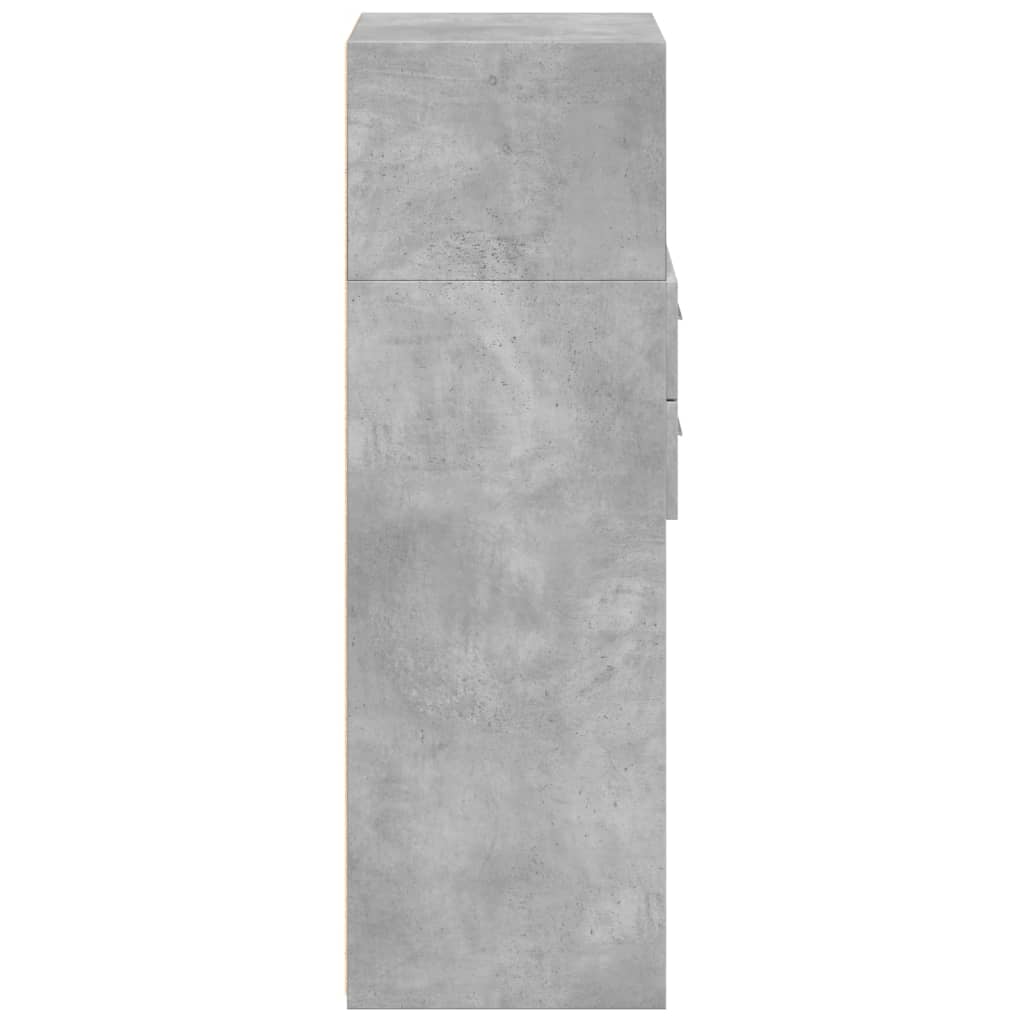 Hoge kast 30x42,5x124 cm bewerkt hout betongrijs