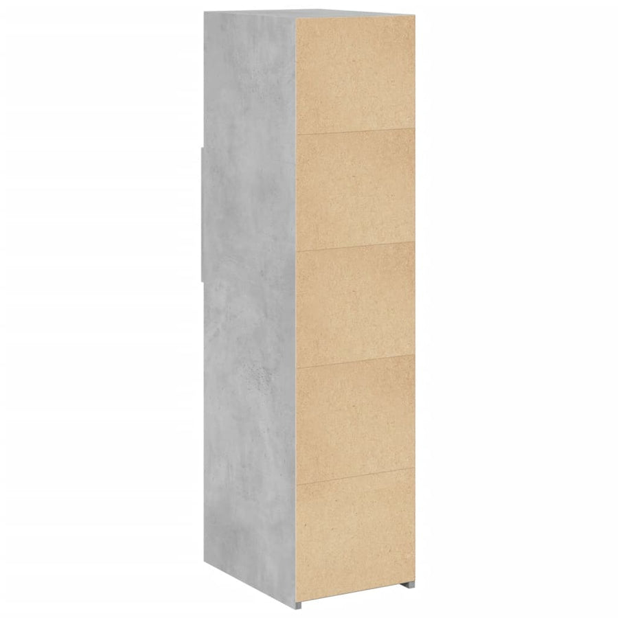 Hoge kast 30x42,5x124 cm bewerkt hout betongrijs