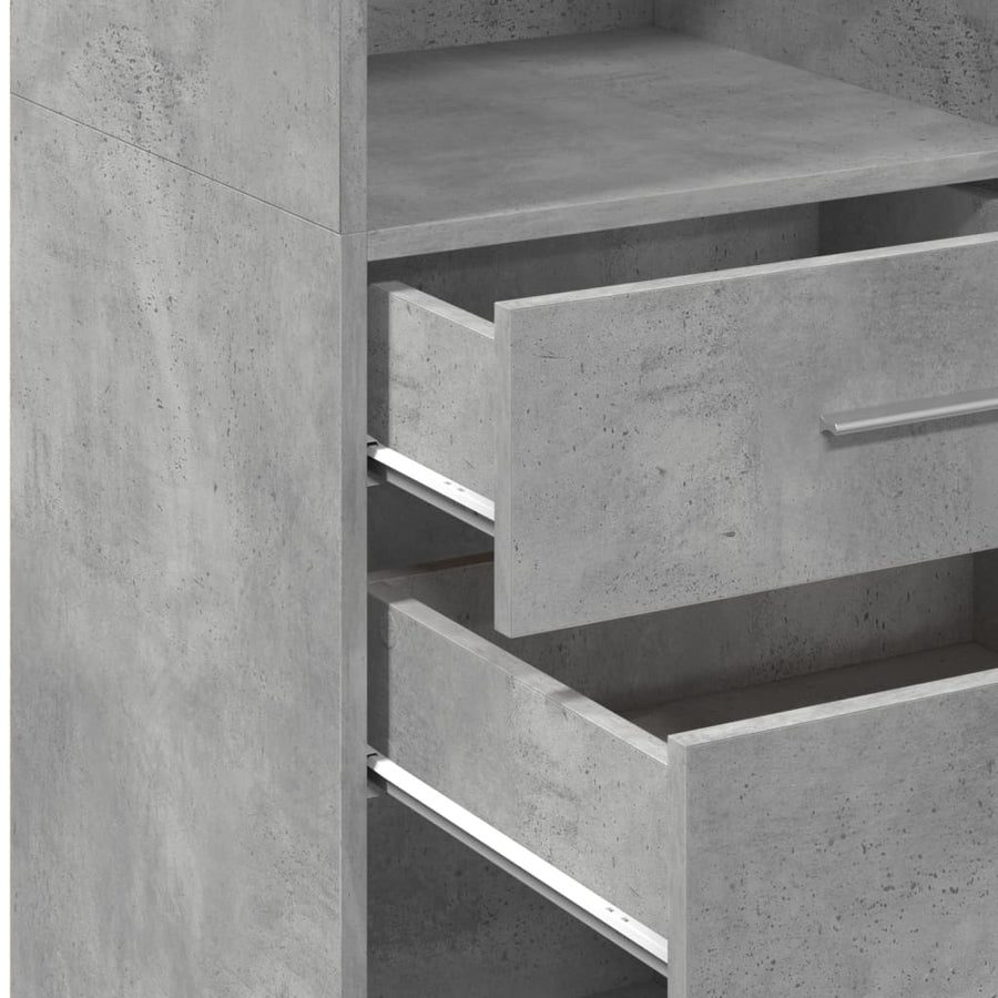 Hoge kast 30x42,5x124 cm bewerkt hout betongrijs