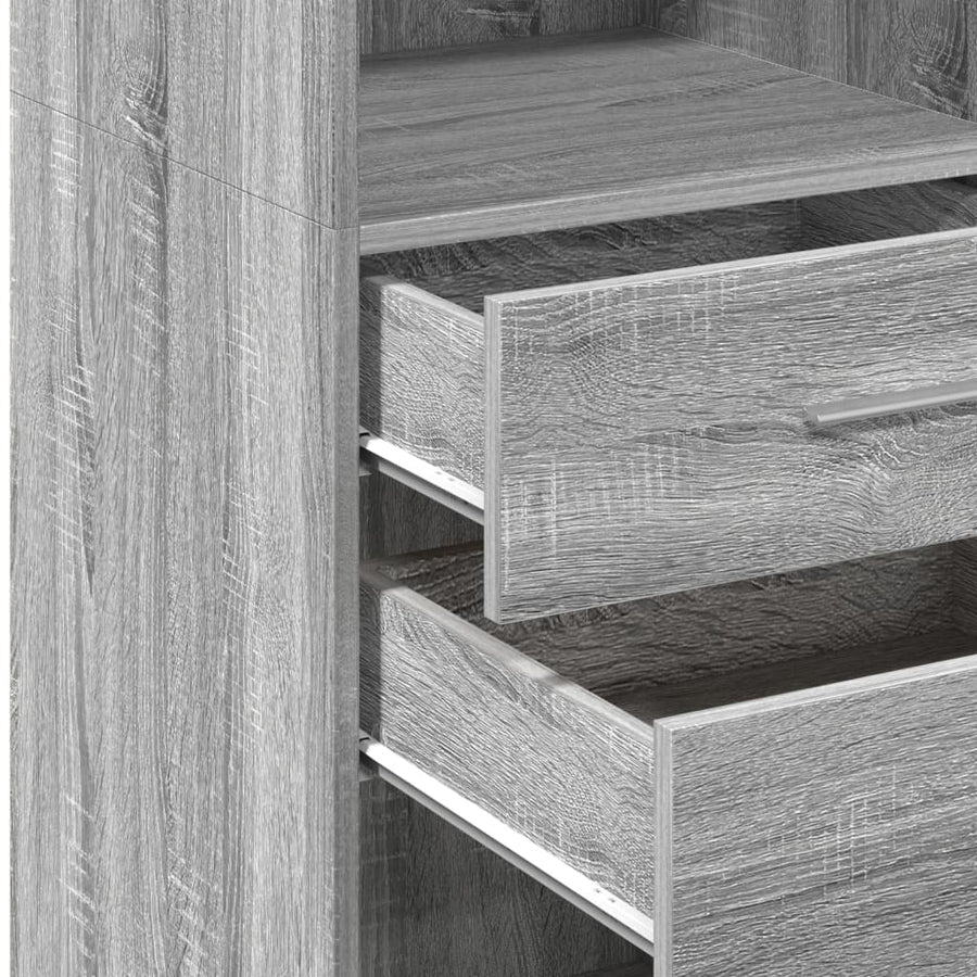 Hoge kast 30x42,5x124 cm bewerkt hout grijs sonoma eikenkleur