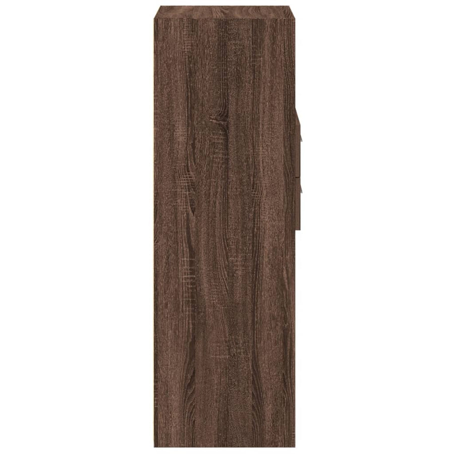 Hoge kast 30x42,5x124 cm bewerkt hout bruin eikenkleurig