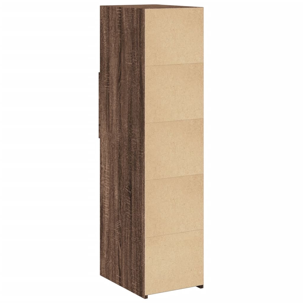 Hoge kast 30x42,5x124 cm bewerkt hout bruin eikenkleurig