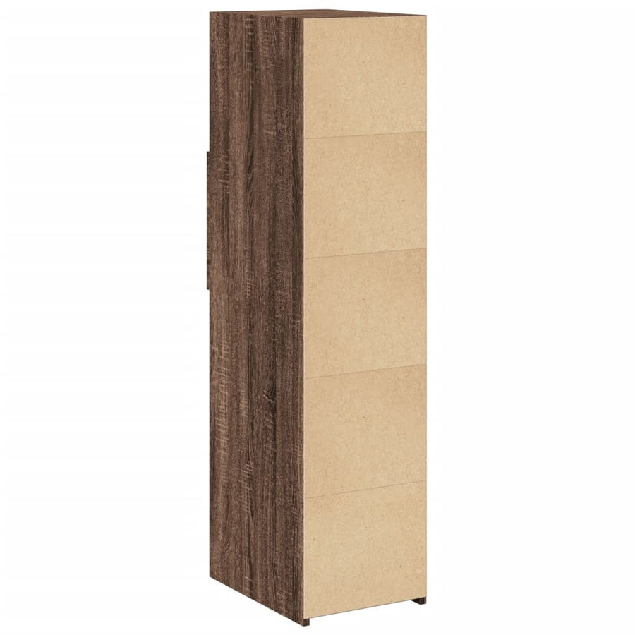 Hoge kast 30x42,5x124 cm bewerkt hout bruin eikenkleurig