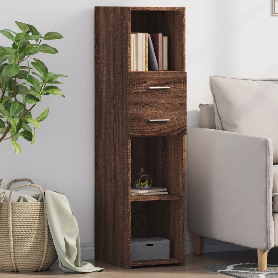 Hoge kast 30x42,5x124 cm bewerkt hout bruin eikenkleurig