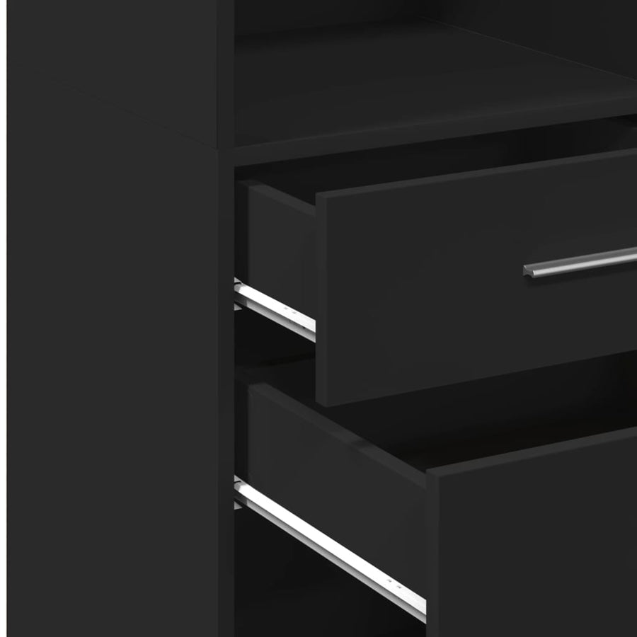 Hoge kast 40x42,5x124 cm bewerkt hout zwart