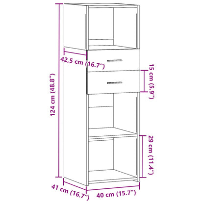 Hoge kast 40x42,5x124 cm bewerkt hout sonoma eikenkleurig