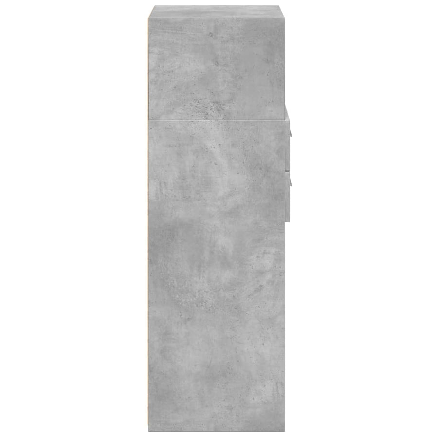 Hoge kast 40x42,5x124 cm bewerkt hout betongrijs