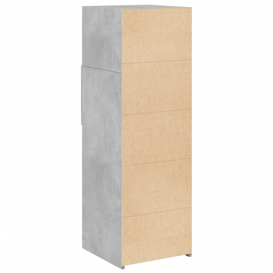 Hoge kast 40x42,5x124 cm bewerkt hout betongrijs