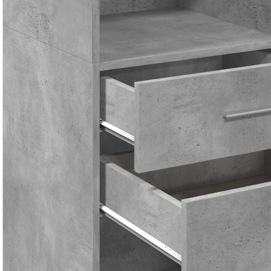 Hoge kast 40x42,5x124 cm bewerkt hout betongrijs