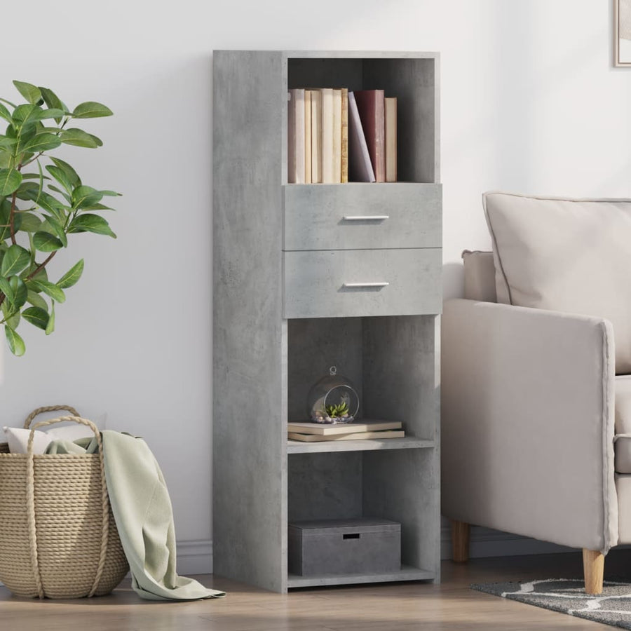 Hoge kast 40x42,5x124 cm bewerkt hout betongrijs