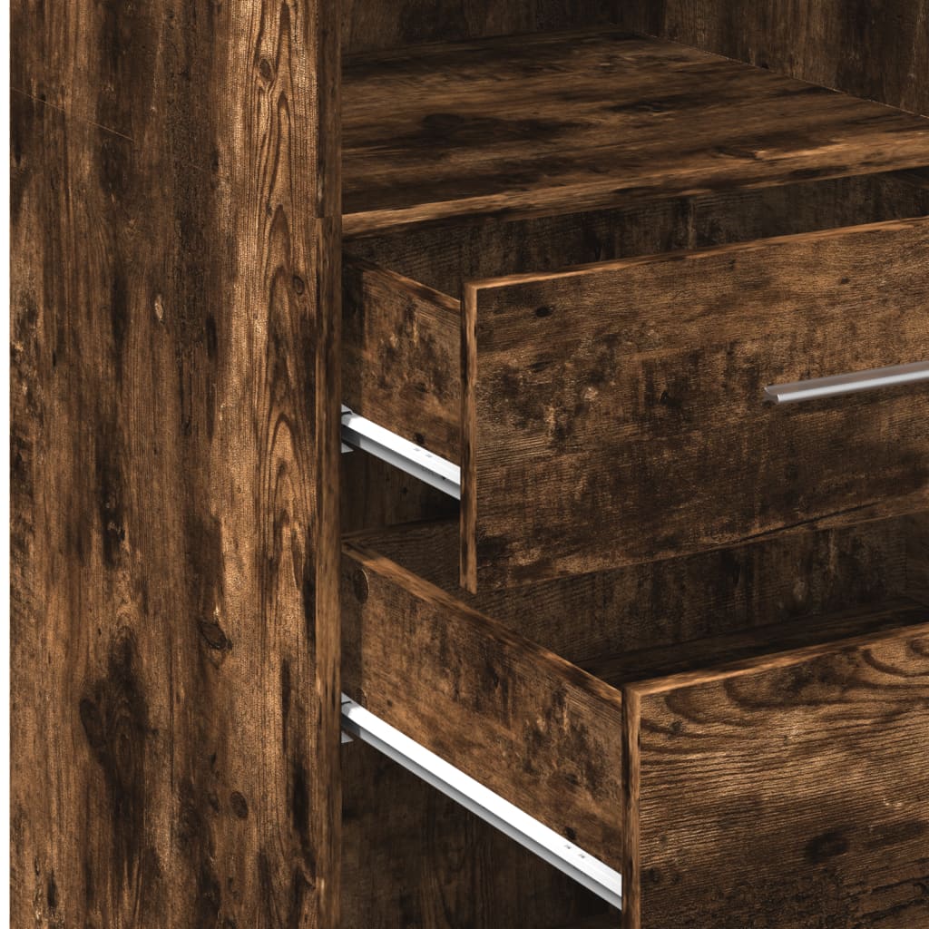 Hoge kast 40x42,5x124 cm bewerkt hout gerookt eikenkleurig