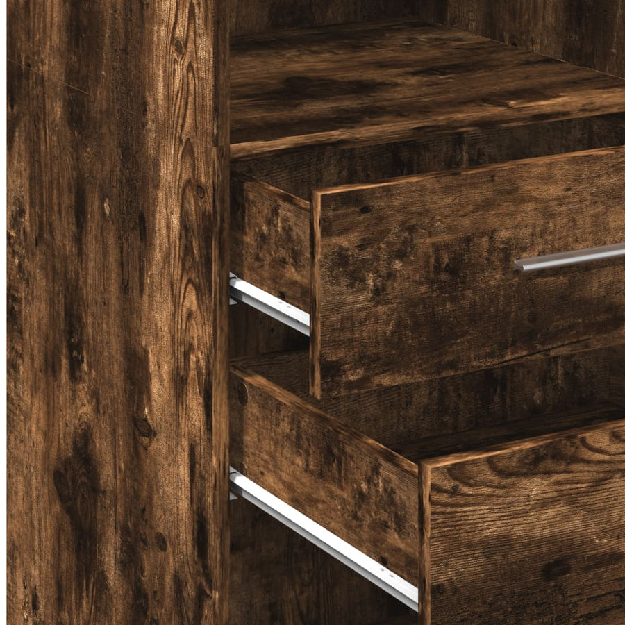 Hoge kast 40x42,5x124 cm bewerkt hout gerookt eikenkleurig