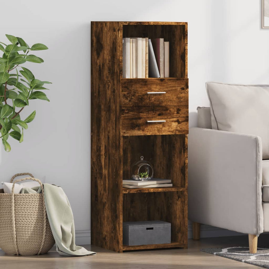 Hoge kast 40x42,5x124 cm bewerkt hout gerookt eikenkleurig