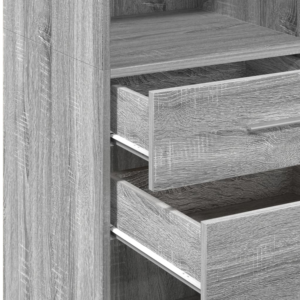 Hoge kast 40x42,5x124 cm bewerkt hout grijs sonoma eikenkleurig