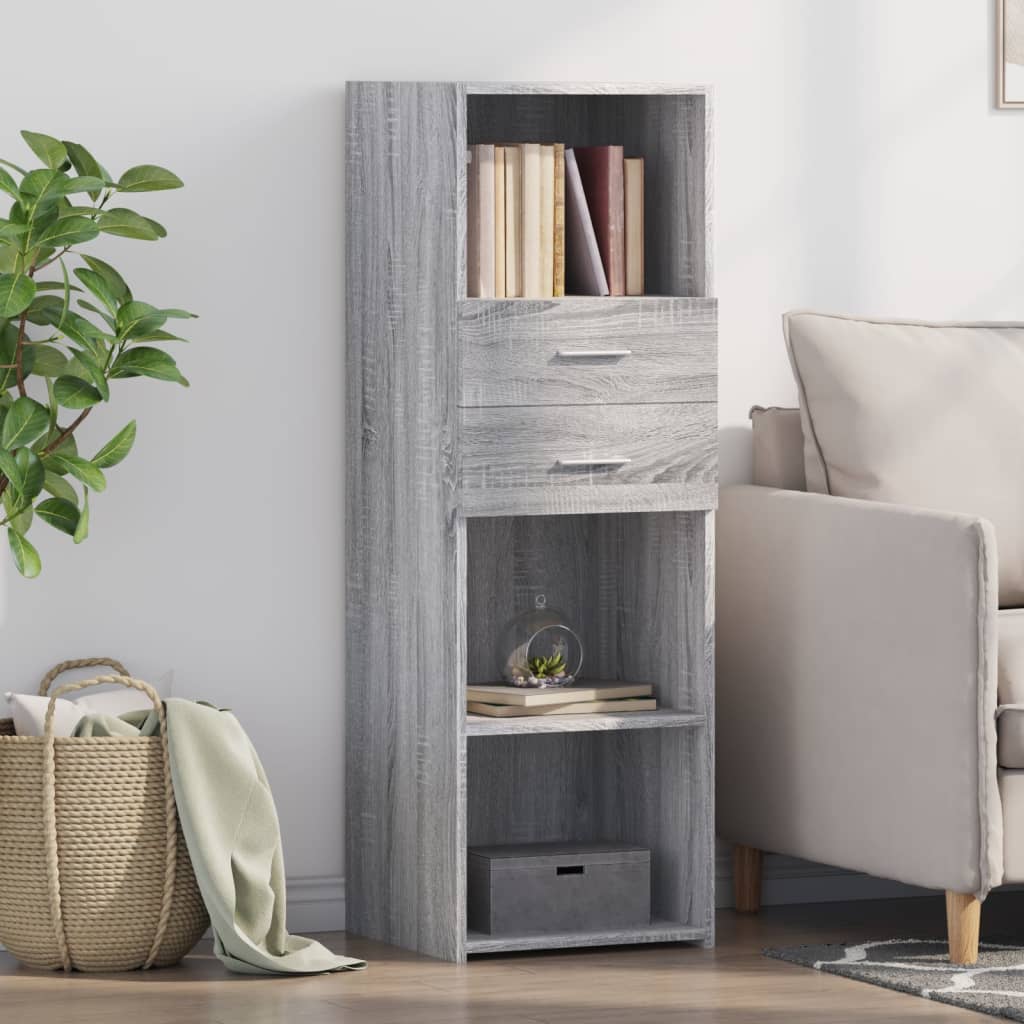 Hoge kast 40x42,5x124 cm bewerkt hout grijs sonoma eikenkleurig