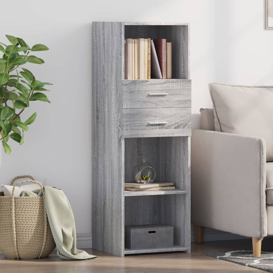 Hoge kast 40x42,5x124 cm bewerkt hout grijs sonoma eikenkleurig
