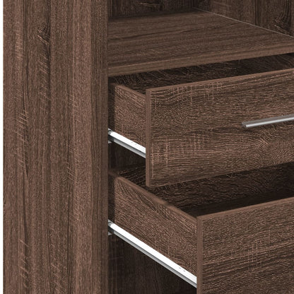 Hoge kast 40x42,5x124 cm bewerkt hout bruin eikenkleurig