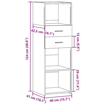 Hoge kast 40x42,5x124 cm bewerkt hout bruin eikenkleurig
