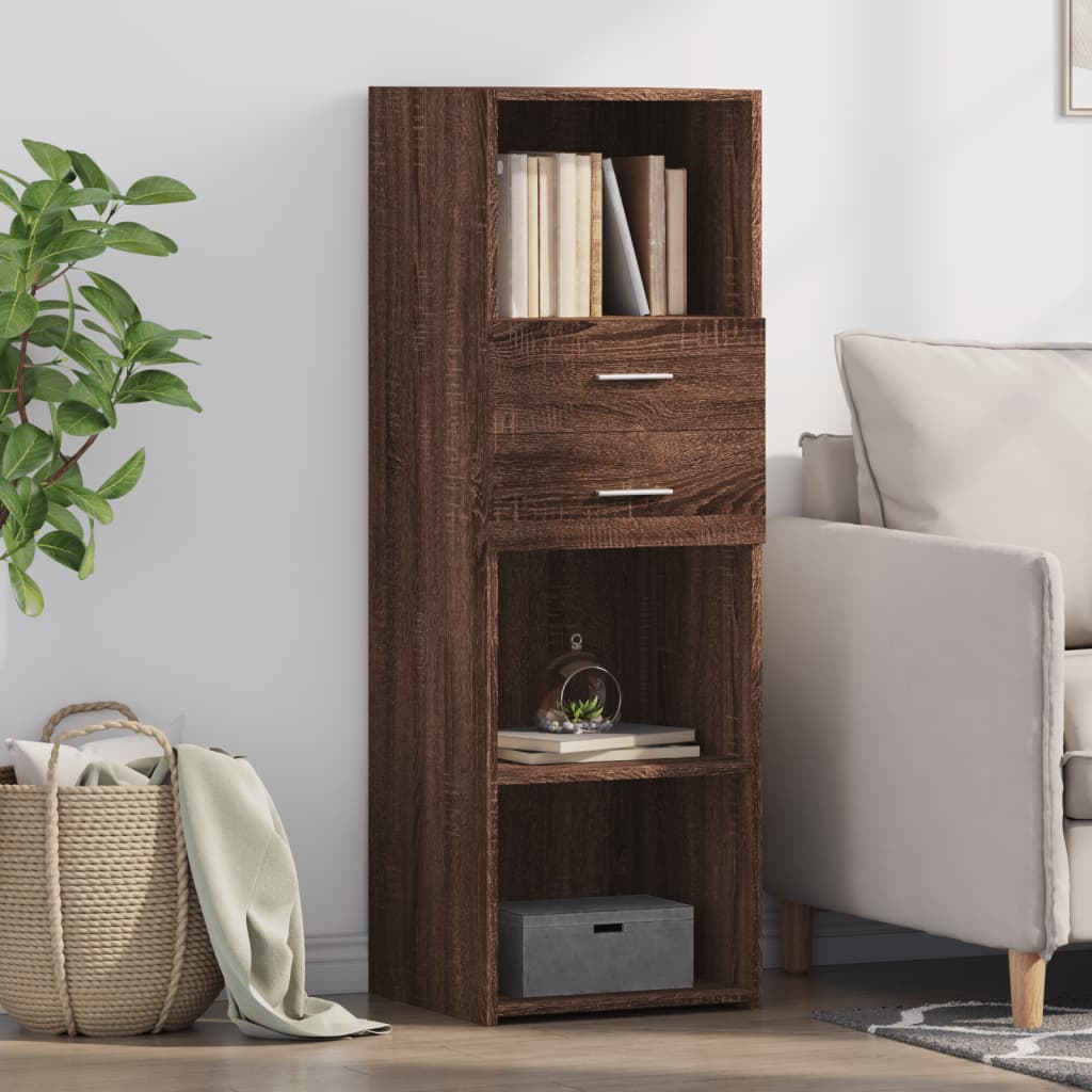 Hoge kast 40x42,5x124 cm bewerkt hout bruin eikenkleurig