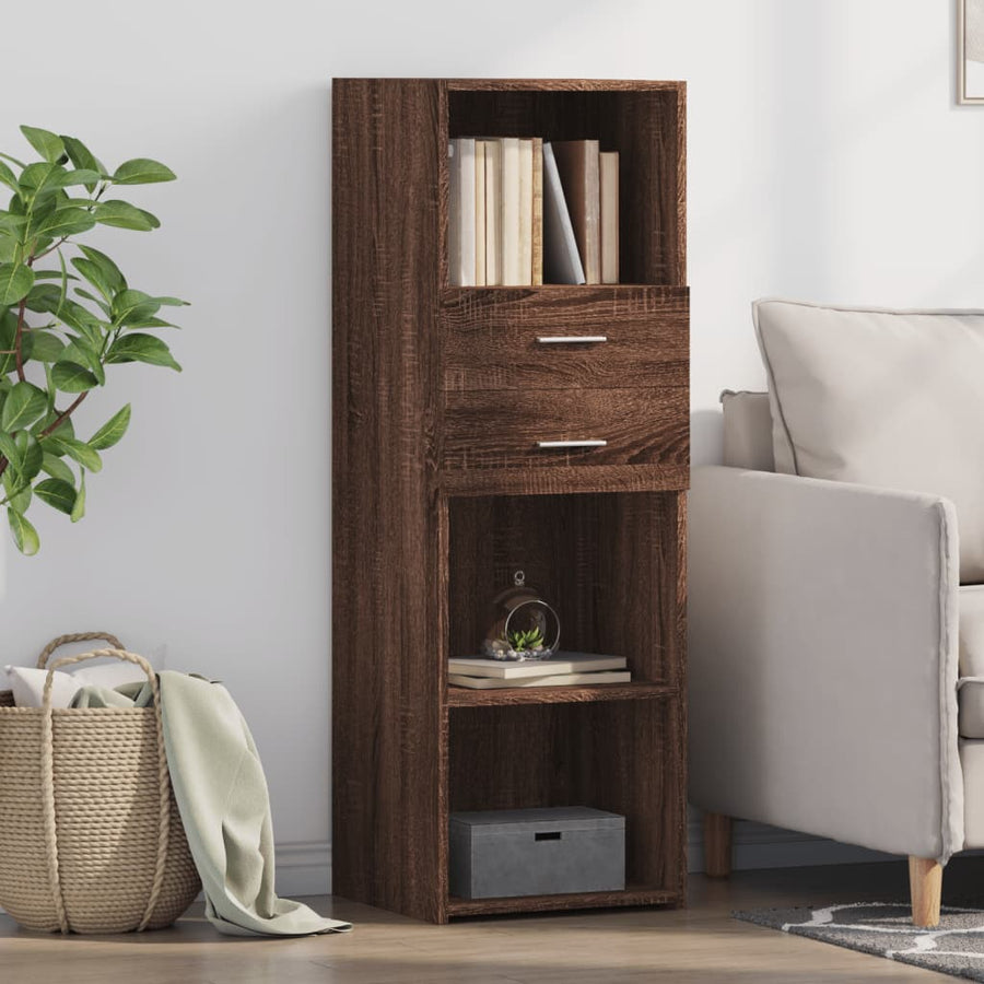 Hoge kast 40x42,5x124 cm bewerkt hout bruin eikenkleurig