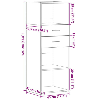 Hoge kast 45x42,5x124 cm bewerkt hout zwart