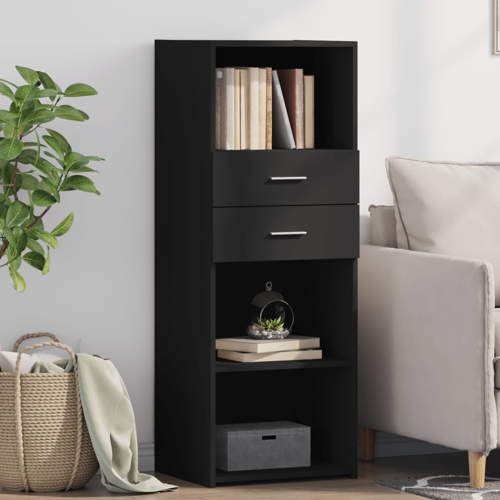 Hoge kast 45x42,5x124 cm bewerkt hout zwart