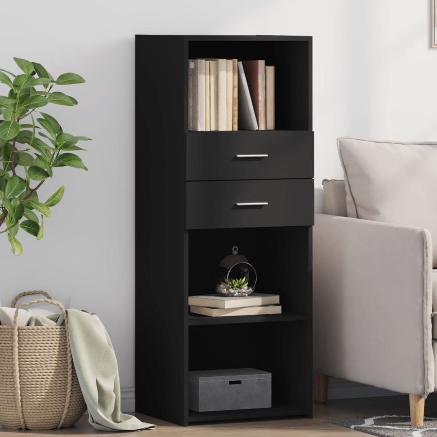 Hoge kast 45x42,5x124 cm bewerkt hout zwart