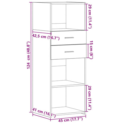 Hoge kast 45x42,5x124 cm bewerkt hout sonoma eikenkleurig