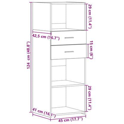 Hoge kast 45x42,5x124 cm bewerkt hout betongrijs