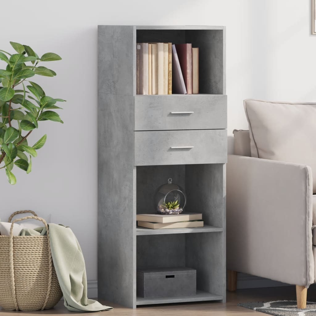 Hoge kast 45x42,5x124 cm bewerkt hout betongrijs