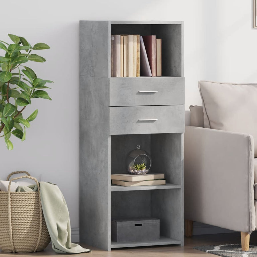 Hoge kast 45x42,5x124 cm bewerkt hout betongrijs