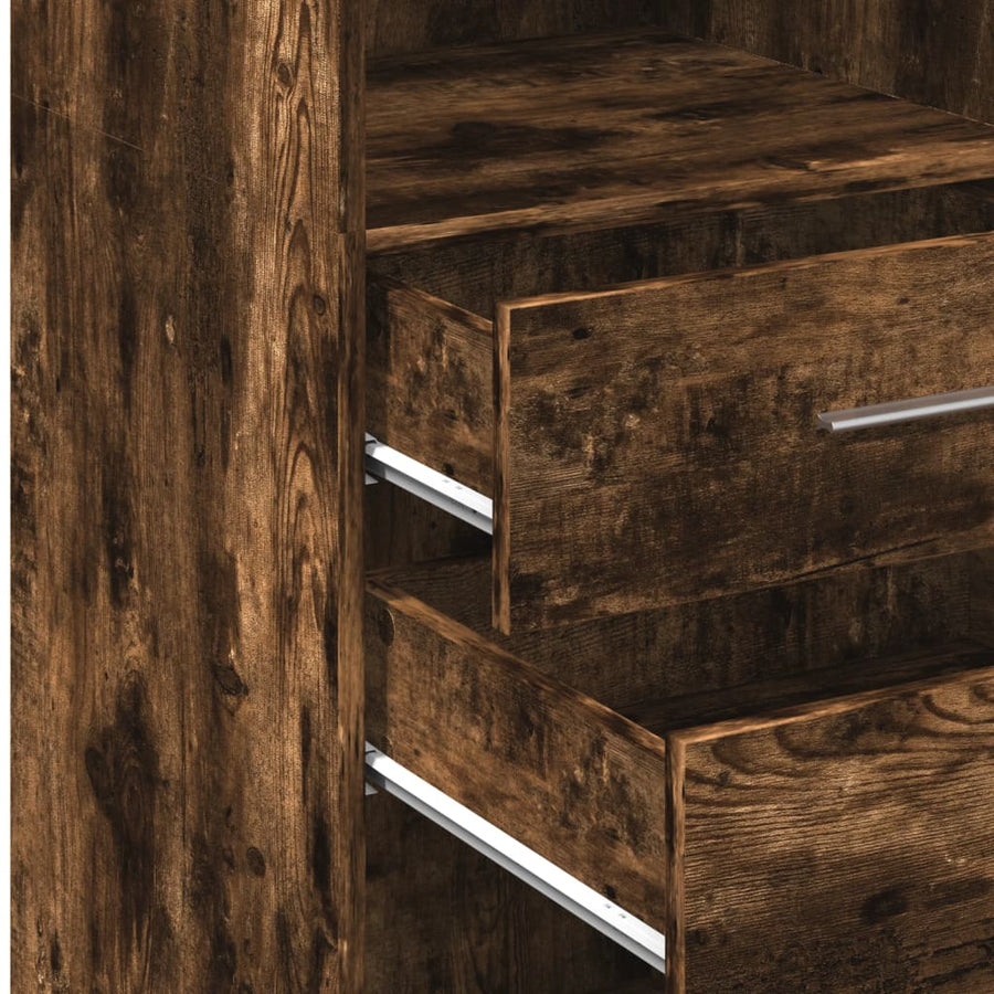 Hoge kast 45x42,5x124 cm bewerkt hout gerookt eikenkleurig
