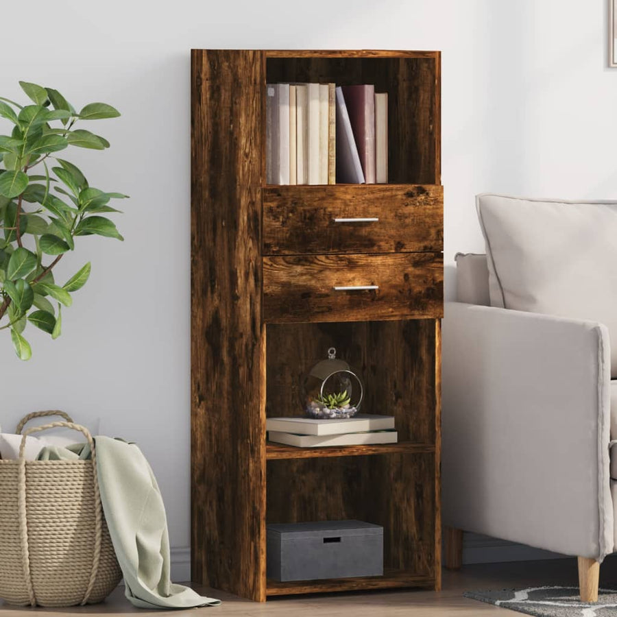 Hoge kast 45x42,5x124 cm bewerkt hout gerookt eikenkleurig