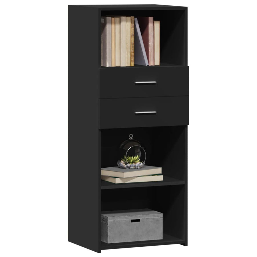 Hoge kast 50x42,5x124 cm bewerkt hout zwart