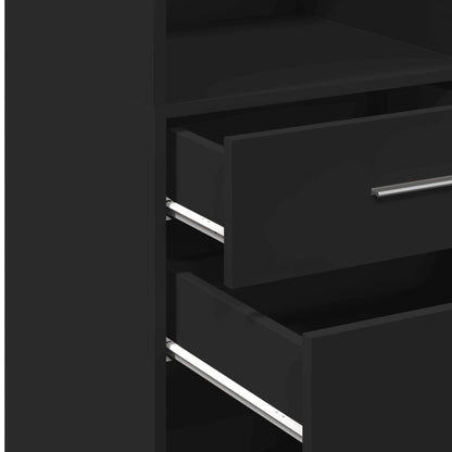 Hoge kast 50x42,5x124 cm bewerkt hout zwart
