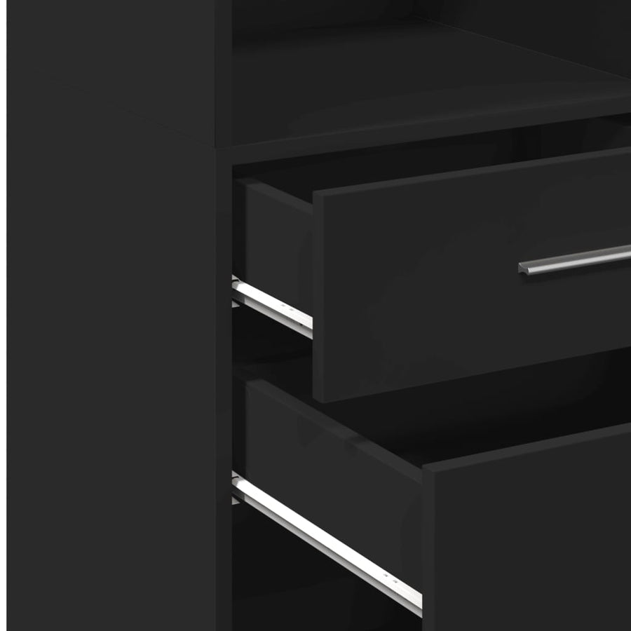 Hoge kast 50x42,5x124 cm bewerkt hout zwart
