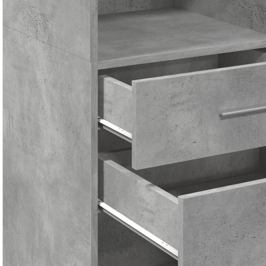 Hoge kast 50x42,5x124 cm bewerkt hout betongrijs
