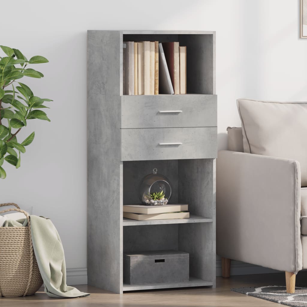 Hoge kast 50x42,5x124 cm bewerkt hout betongrijs